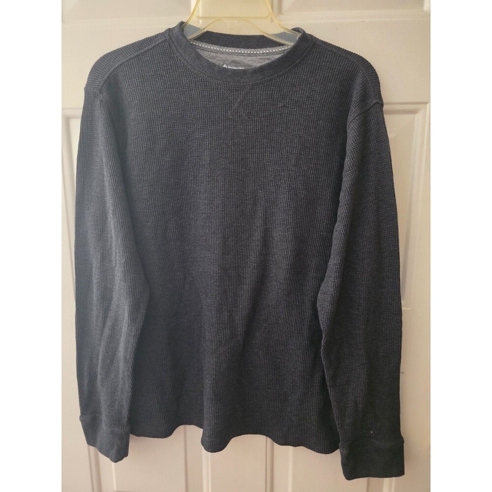 Member's Mark Soft Wash Thermal Men’s Long Sleeve Crew Neck T-Shirt Black Med